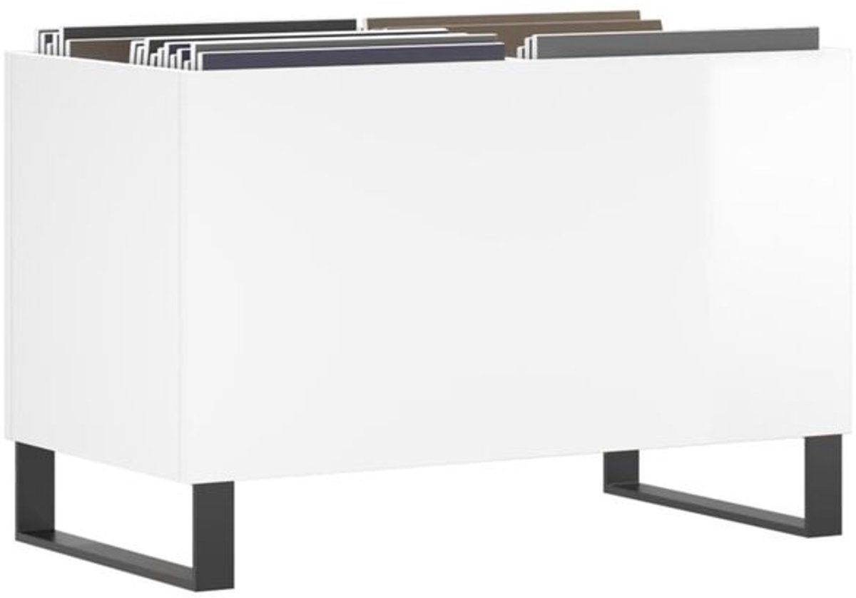 Platenspelermeubel - LP-kast - Platenspelerkast - Draaitafelstandaard - Platenspelerstandaard - Vintage Displayplank - Hoogglans Wit