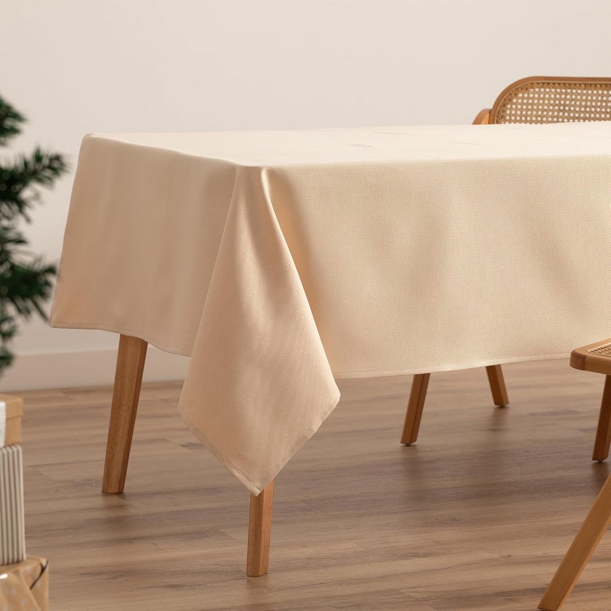 Luxe Kersttafelkleed Rechthoekig Oranje/Goud Jacquard 140x300 cm