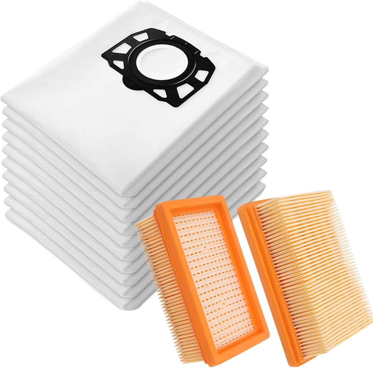 10 stofzuigerzakken KFI 487 2.863-006.0 + 2 KFI 4410 filters Gescht voor Kärcher WD4 WD5 WD6 WD5P WD6P Premium MV4 MV5 MV6 2.863-005.0 (17) stofzuiger