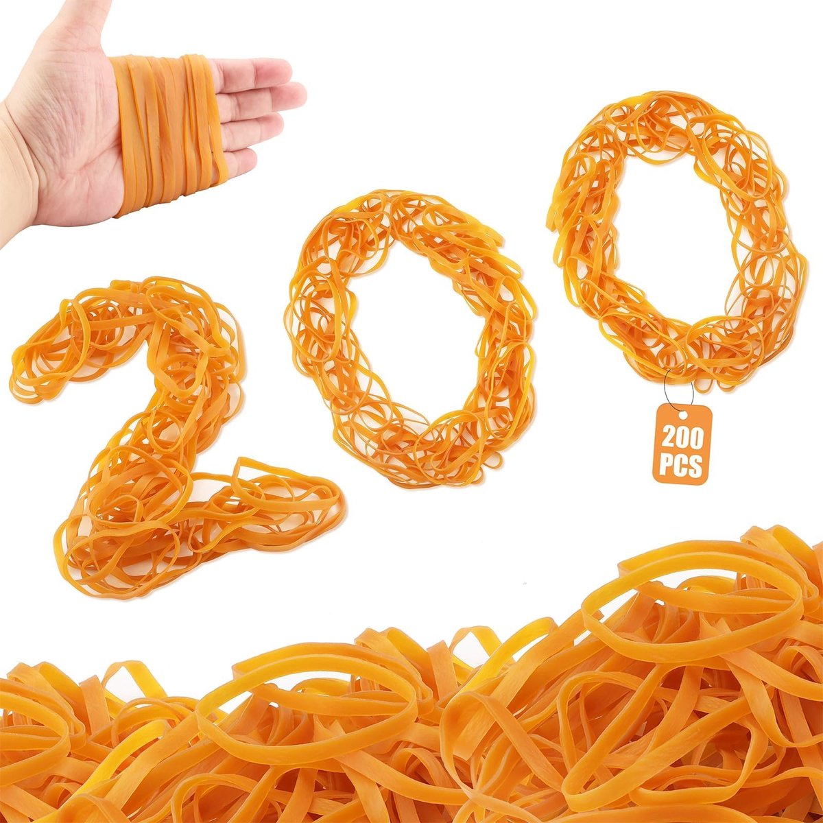 IMPERATORIS® Elastiekjes - Rubberen Ringen - Kantoor Elastiek - Rekbaar en Sterk - Voor Papieren en Huishouden - Set van 200 - Geel