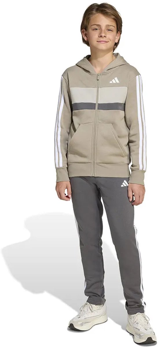 Adidas Seasonal Essentials Tiberio 3 Stripes Fleece Trainingspak 13-14 Years Jongens Meisjes Zilver