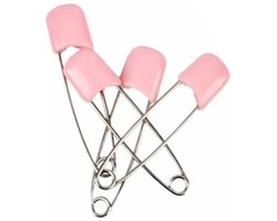 4 veiligheidsspelden met beschermkap - licht roze - 5,4 cm - baby safety pins - pink rose
