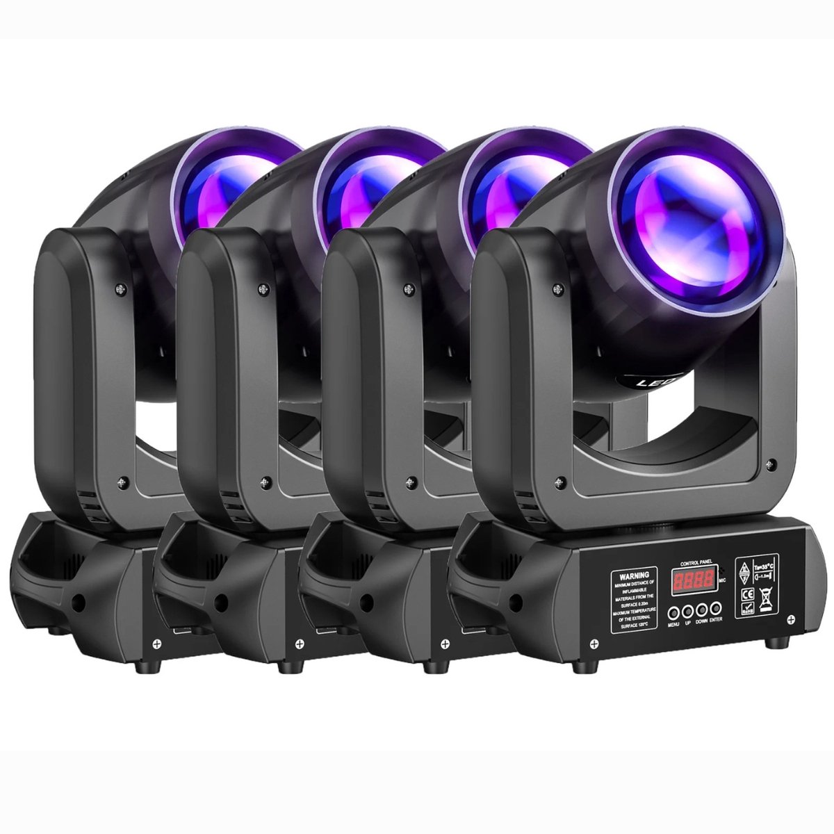 Fubzz Moving Head Spots - 4 Stuks 150W Beam Lampen - DMX512 Stage Verlichting - 18 Prisma's En 8 Gobo's - Professionele DJ En Feestverlichting