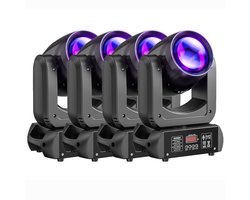 Fubzz Moving Head Spots - 4 Stuks 150W Beam Lampen - DMX512 Stage Verlichting - 18 Prisma's En 8 Gobo's - Professionele DJ En Feestverlichting