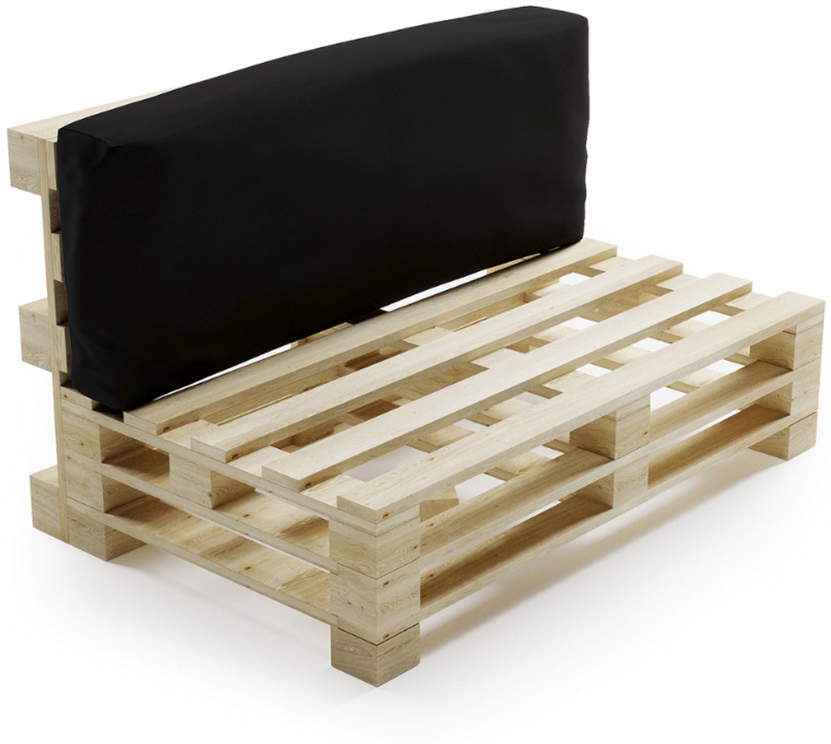 Bananair - Palletkussen - afneembare hoes - Waterbestendig rugkussen - Tuinkussen voor Palletbank - 120x40 cm - Zwart