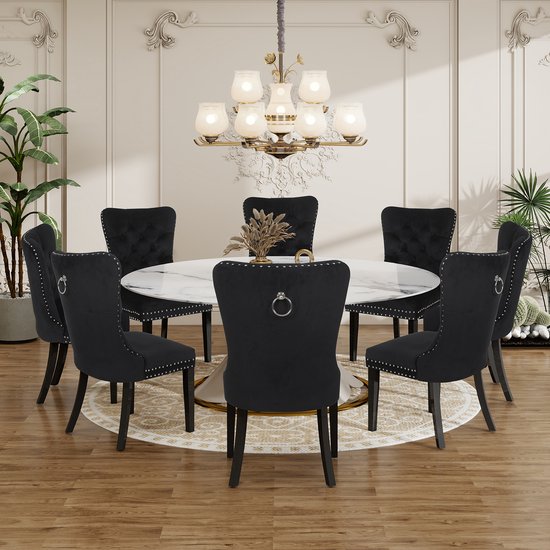 CLIPOP Eetkamerstoelen, set van 6, kunstleer, keukenstoelen met armleuningen, gestoffeerde stoel met rugleuning, zitting van imitatieleer, stoel voor eetkamer, werkkamer, woonkamer, bruin