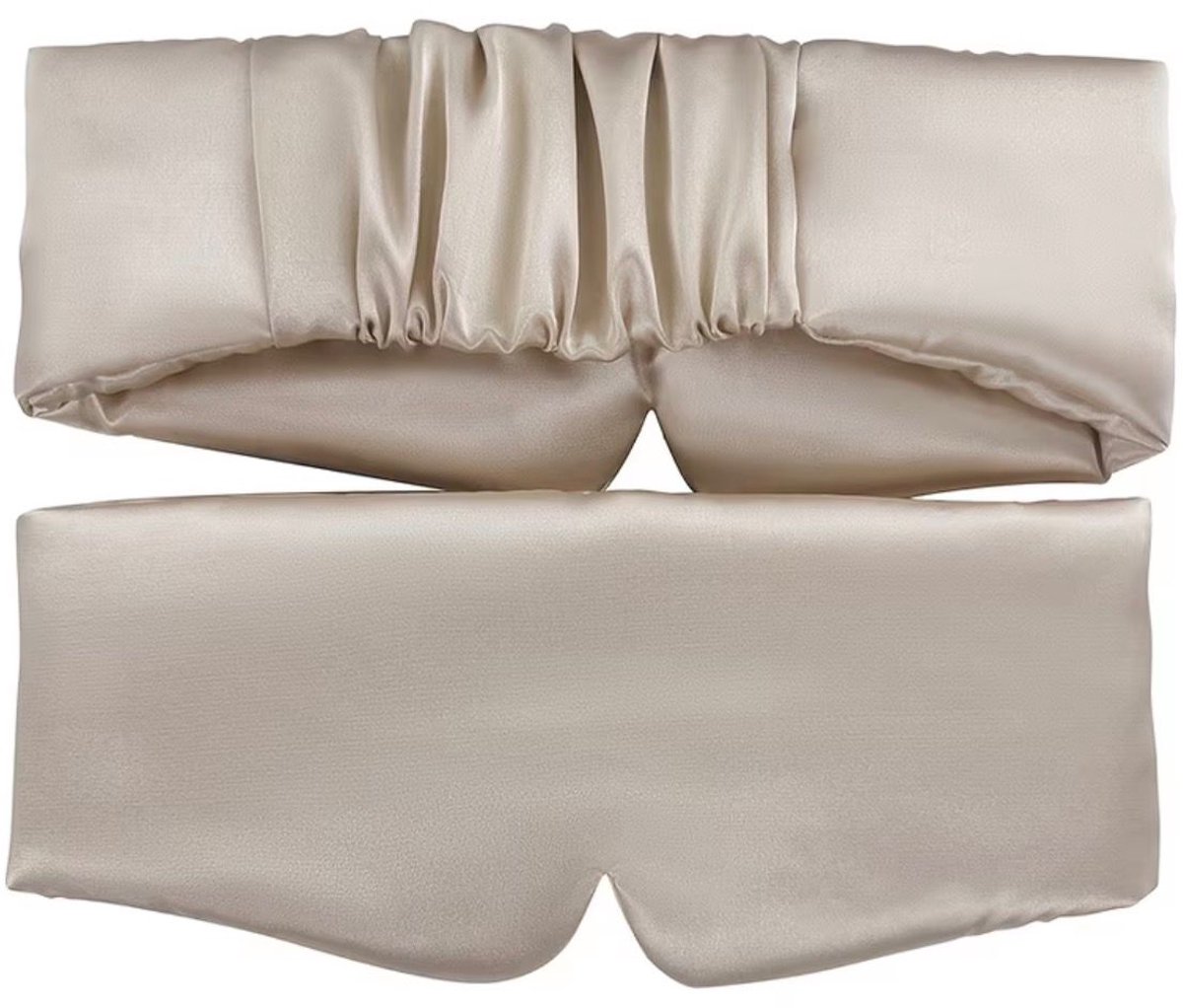 Slaapmasker - Oogmasker - Zijden Slaapmasker Voor Mannen en Vrouwen - Deep Sleep Mask - Eye Mask - Verduisterend - Beige