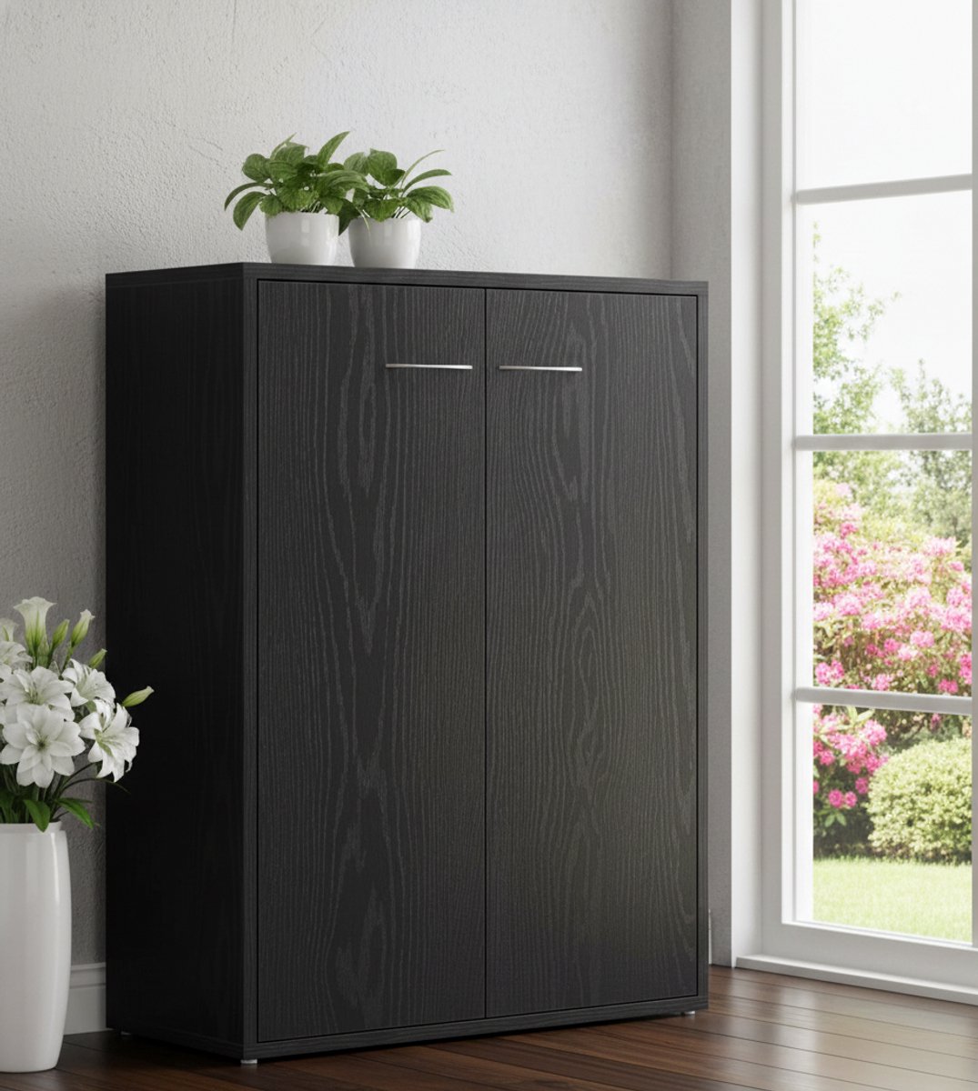 Dressoir / Sideboard met 1 Deur – Opbergkast Zwart Eiken Houtlook – Moderne Kast voor Woonkamer, Slaapkamer of Hal – 60x30x75 cm – House&Garden