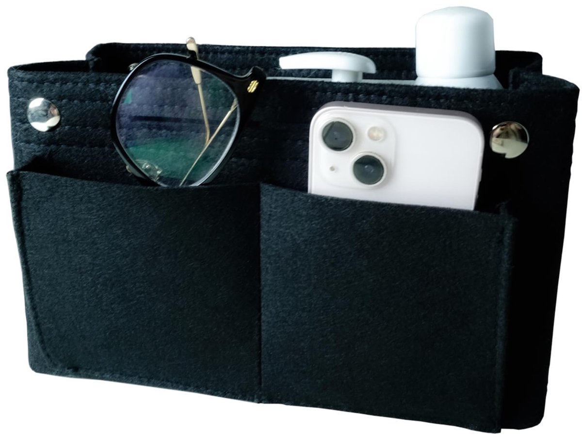 IMPERATORIS® Tas in Tas Organizer - Binnentas voor Handtas - Vilt - Met Veel Vakken - Houdt Tas Georganiseerd en in Vorm - 24 x 8 x 15 xm - Zwart