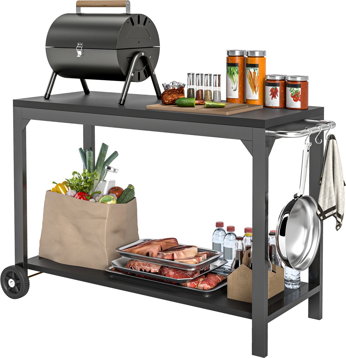 HOMCOM - BBQ - Metaal - 135x55x86,5cm - Zwart