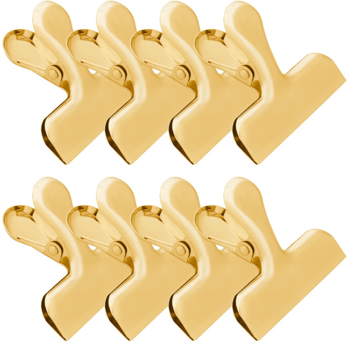 JeiibrZui Luxe metalen sluitclips - Zakclips - Gemaakt van 403 roestvrij staal, goudkleurig design - Verpakking van 8 stuks - Geschikt voor keuken, kantoor en thuisgebruik