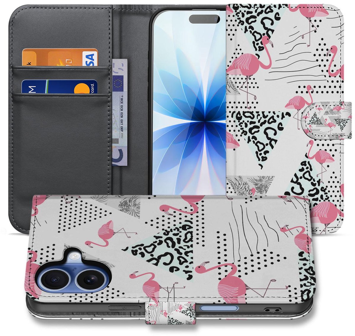 Telefoonhoesje iPhone 17 Flamingo Triangle Pasjes