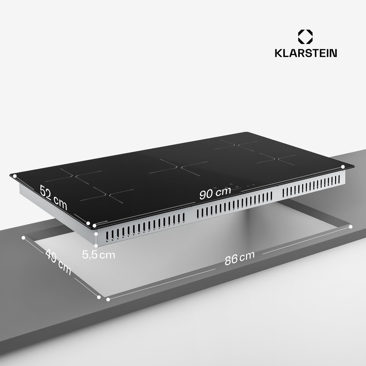 Klarstein PowerGlide inductiekookplaat - 5-zone inbouw inductiekookplaat, 9800 W boost, touchslider, timer, kinderslot, restwarmte-indicator, keramisch glas, 90 cm, zwart