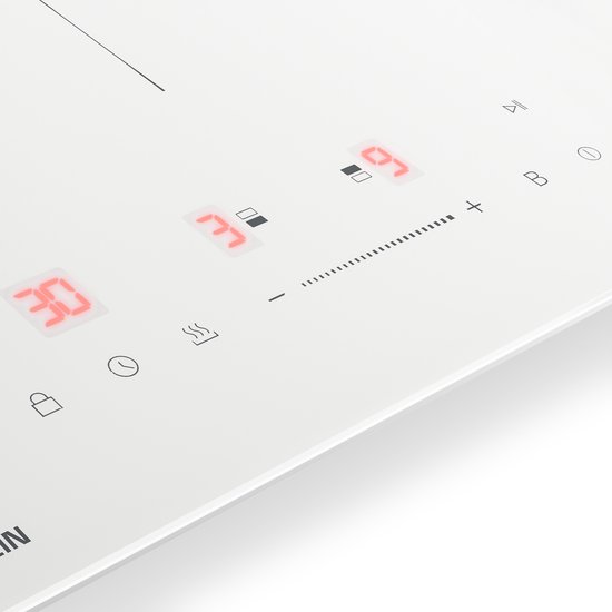 Klarstein PowerGlide inductiekookplaat - 2-zone inbouw inductiekookplaat, 3500 W boost, touchslider, timer, kinderslot, restwarmte-indicator, keramisch glas, 30 cm, wit