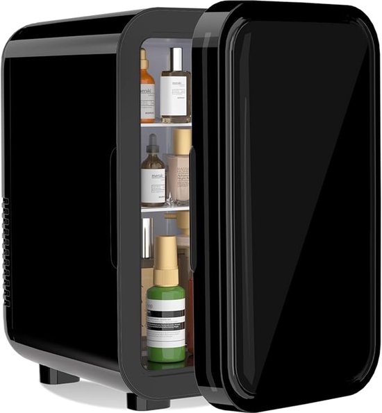 Mini Koelkast 6 Liter – Draagbare Koeler & Warmer – Voor Dranken, Huidverzorging & Snacks – AC/DC Voor Thuis & Auto – Stil & Compact (Zwart)