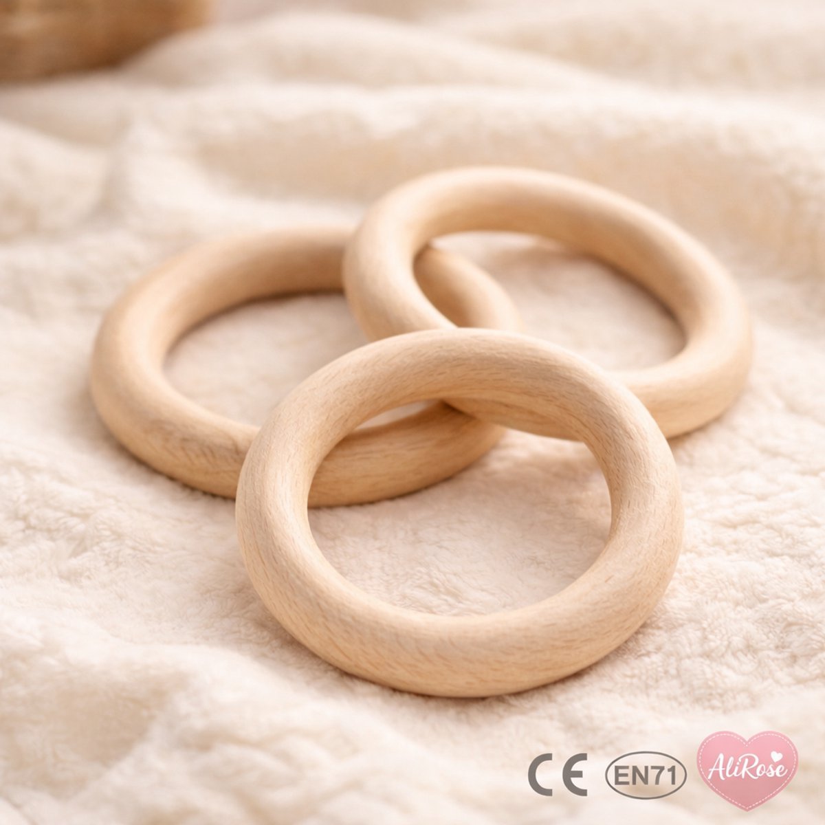 AliRose Baby Ringen – 55 mm - Maat M – Set van 3 – CE & EN71 Veilig - Bijtring - DIY - Project - Verkrijgbaar in 3 maten of mix