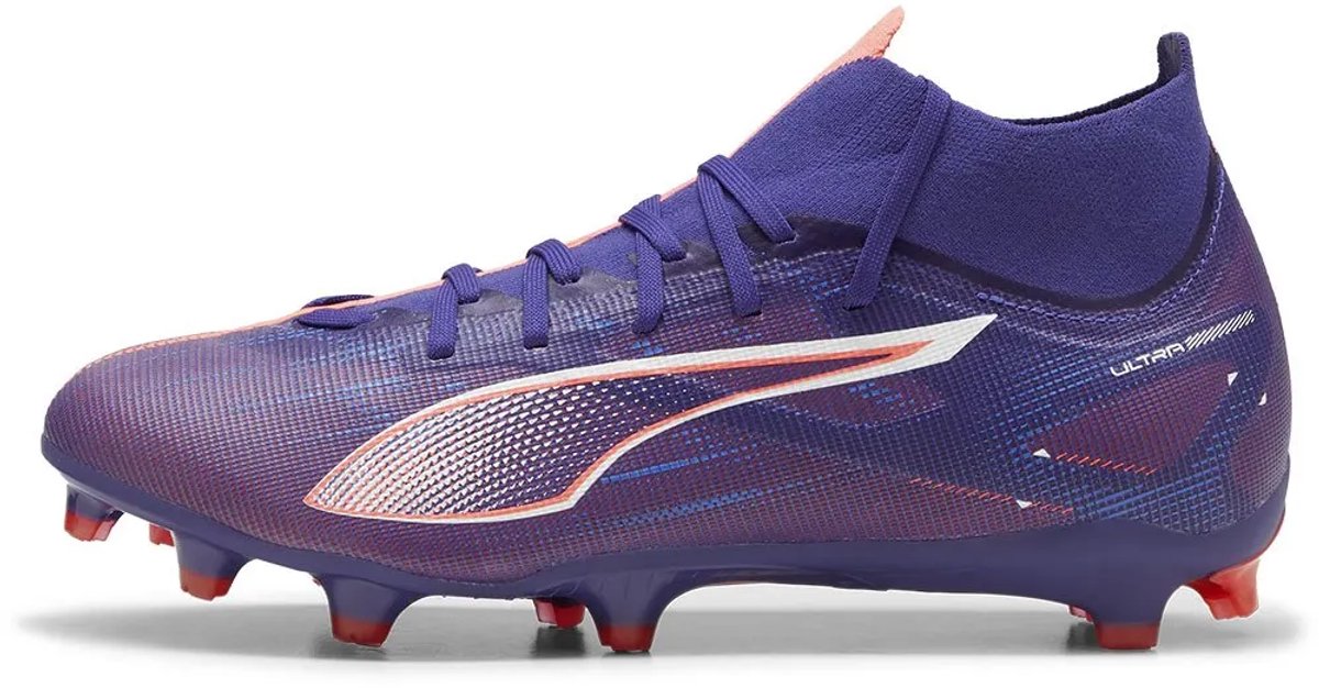 Puma Ultra 5 Match+ FG/AG voetbalschoenen in blauw, EU 46 1/2, met SPEEDSYSTEM-buitenzool en FastTrax-noppen.