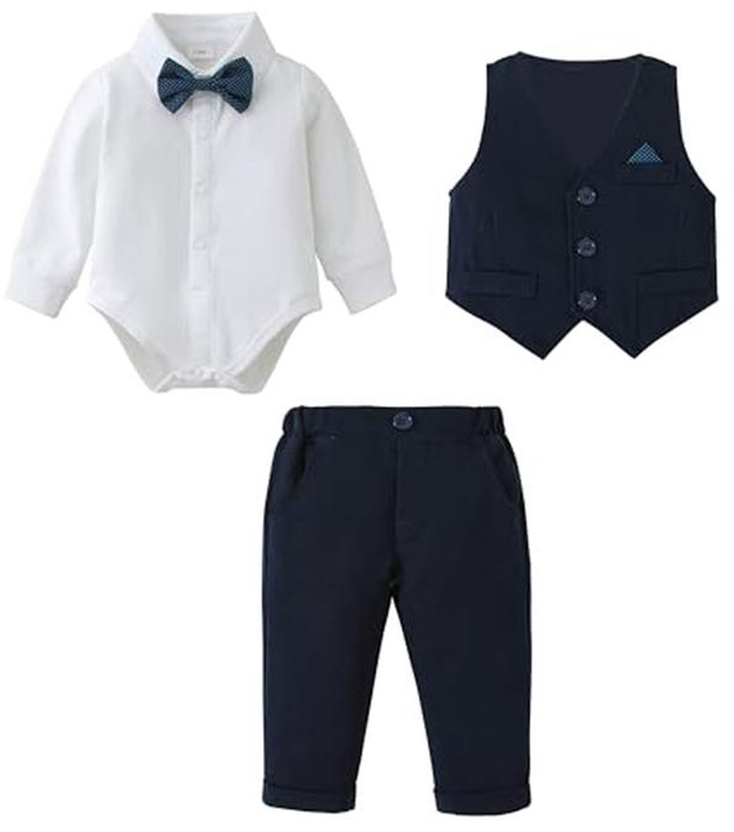 Baby Jongens Kleding Set voor Feestelijke Gelegenheden - Romper, Broek en Vest