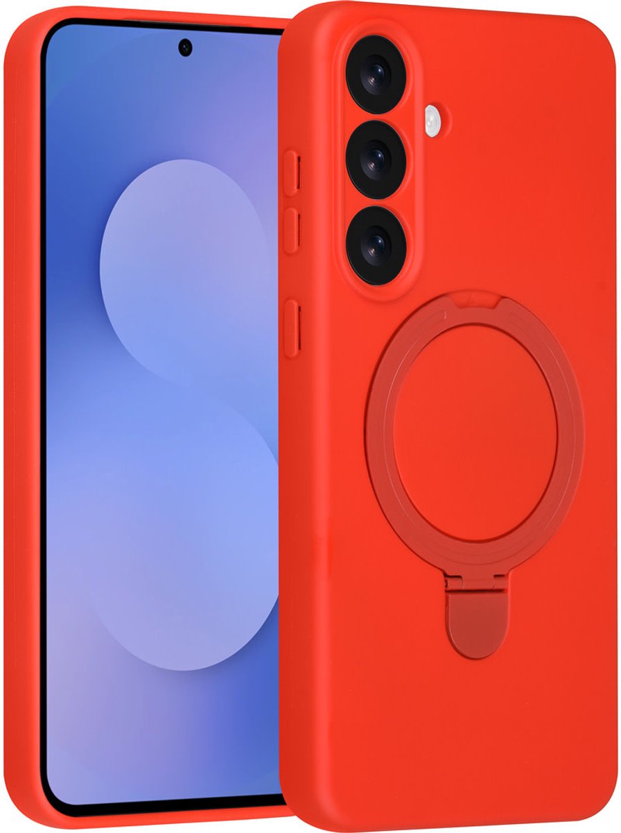 TUNIQ telefoonhoesje voor Samsung Galaxy S25 FE - MagSafe met ringstand en koord - Rood