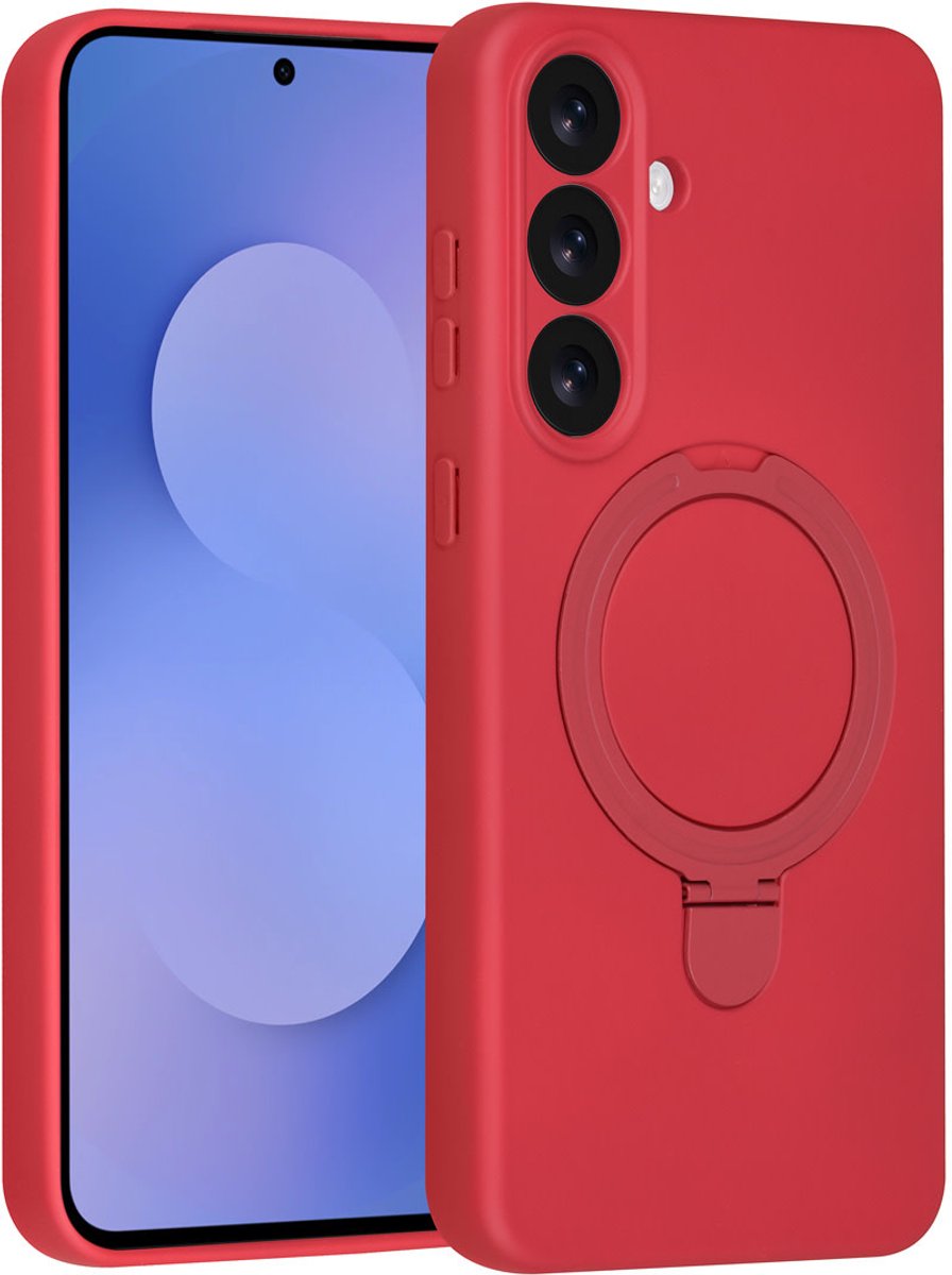 TUNIQ telefoonhoesje voor Samsung Galaxy S25 FE - MagSafe met ringstand en koord - Rood