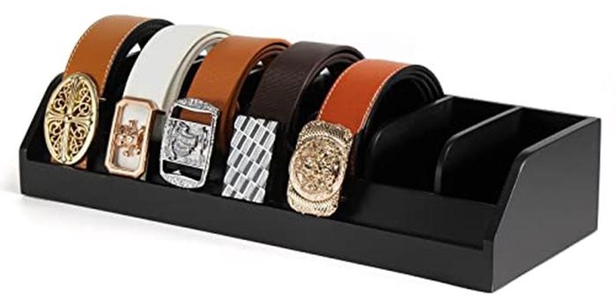Riem Organizer voor Mannen - 7 Compartimenten Bamboe Riemhouder voor Kast en Lade