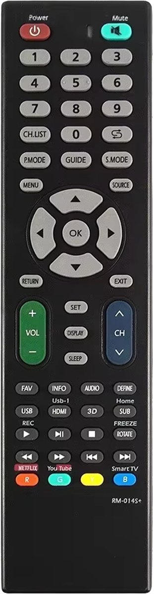 Bedienbaas RM-014S – Universele TV Afstandsbediening – Plug & Play – Groot Bereik – Ergonomisch