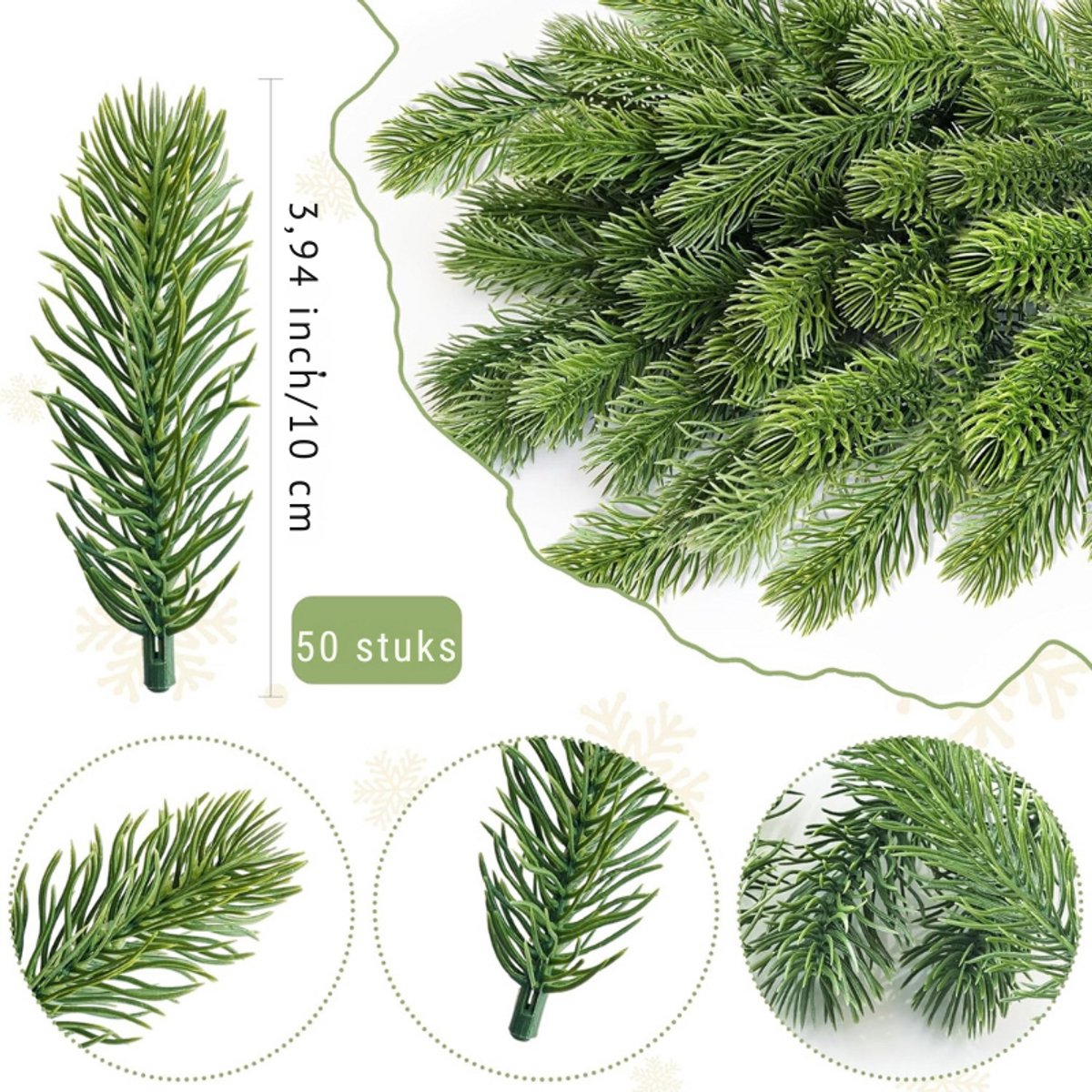 BOG 50 Kunstmatige Dennentakken - Kunstplanten - Dennennaalden - DIY Adventkrans - Groen - Creatieve Decoratie Voor Kerstfeest En Feestdagen GROENTE