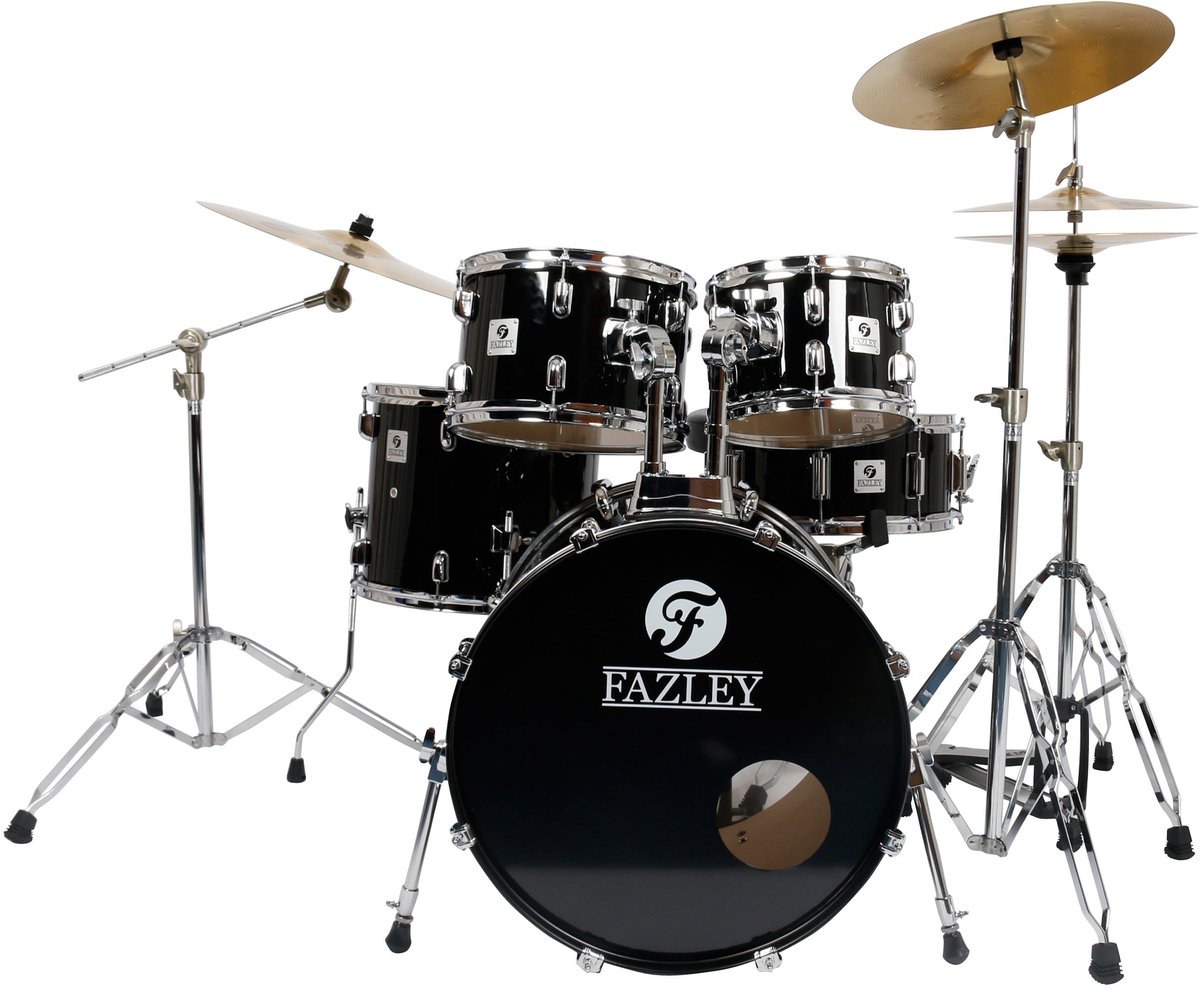 Drumstel - incl. hardware en bekkenset - Fazley FDK-100 Spirit Plus - Zwart