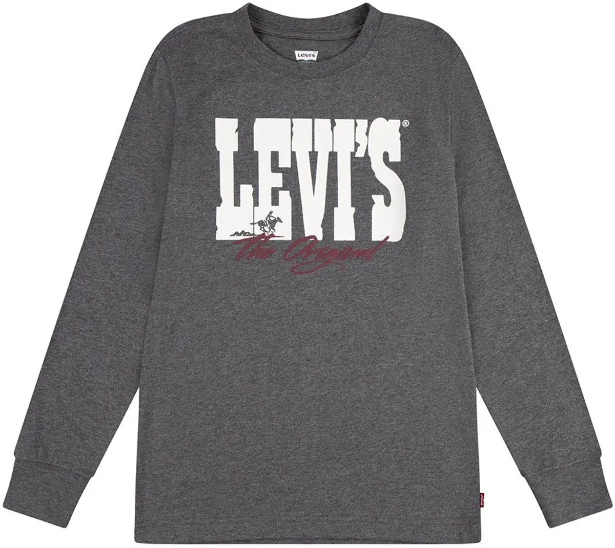 Levi´s ® Kids Yee-haw T-shirt Met Lange Mouwen 16 Years Jongen Charcoal Heather