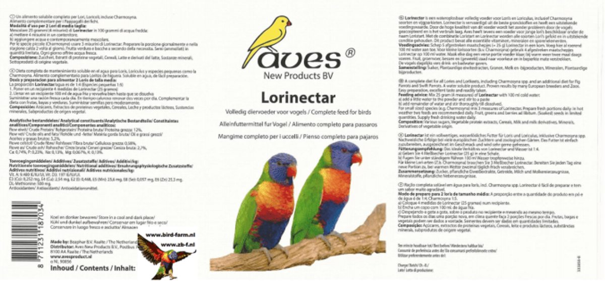 Aves lorinectar 9 kilo - Lori - Vogelvoer