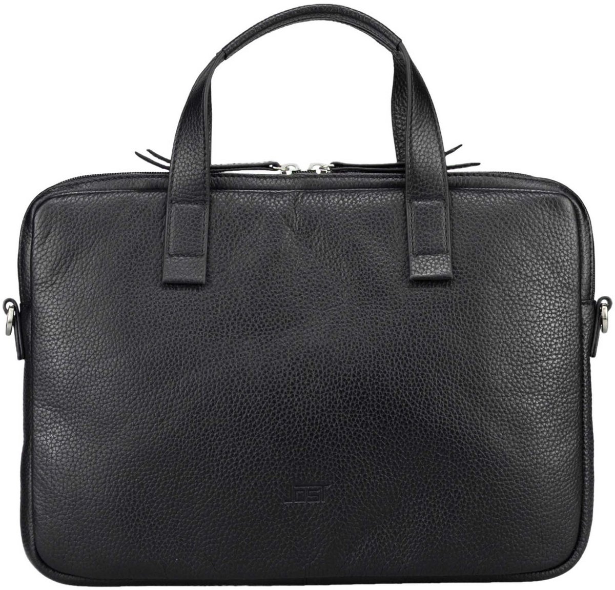 JOST Leren laptoptas schoudertas met laptopvak Vika Laptop Case 14" Black zwart