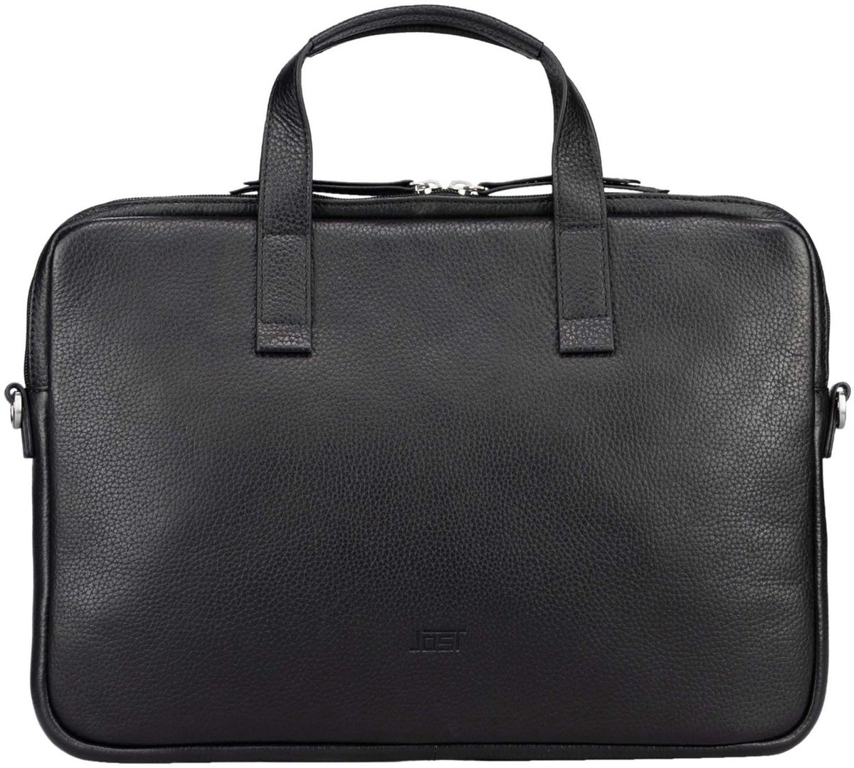 JOST Leren laptoptas schoudertas met laptopvak Vika Laptop Case 15.6" Black zwart