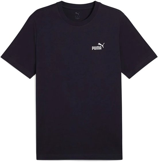 Donkerblauwe PUMA T-shirt met klein wit PUMA-logo op de borst.