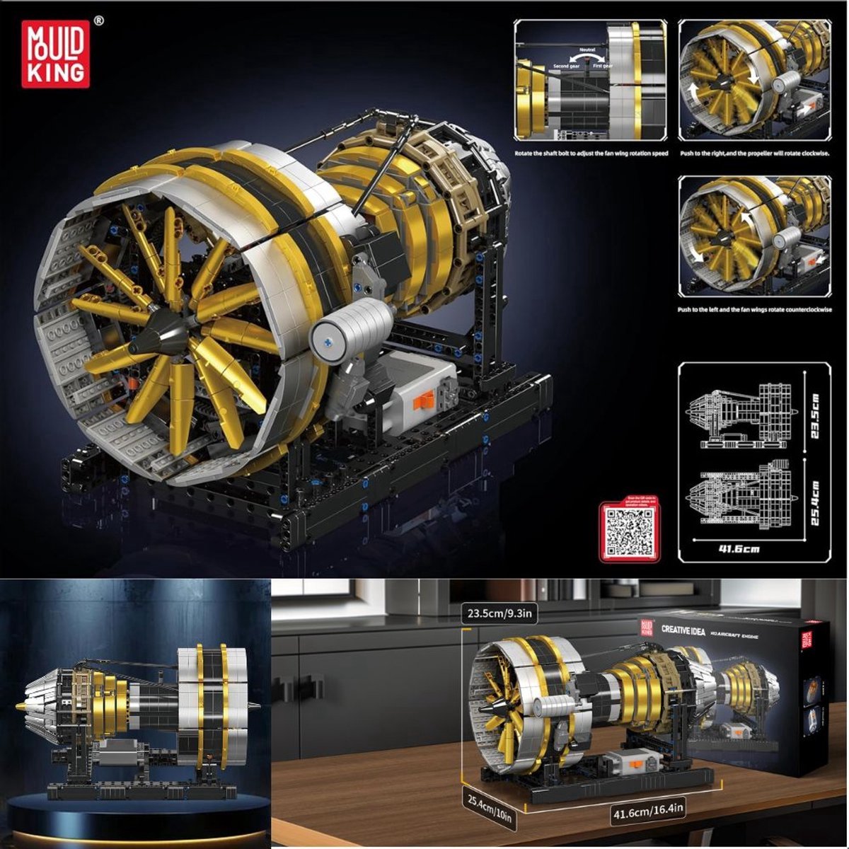Mould King - 10141 Icons Technic Vliegtuig Straal motor | Speed champions modelbouw | Creator classic bouwpakket compatibel met lego of mega bloks | Technische speelgoed ideas voor expert volwassenen & kinderen | 2256 bouwstenen modelbouw — afbeelding 12