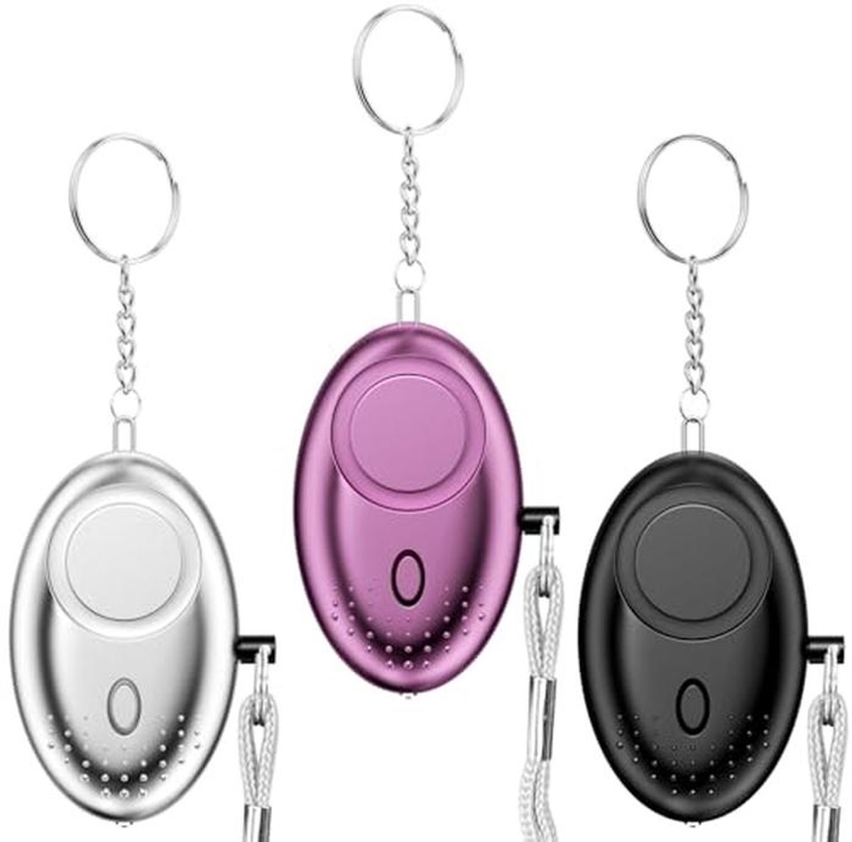3 Stuks Sleutelhangers Voor Zelfverdediging - 130 dB Alarm met Ledlicht