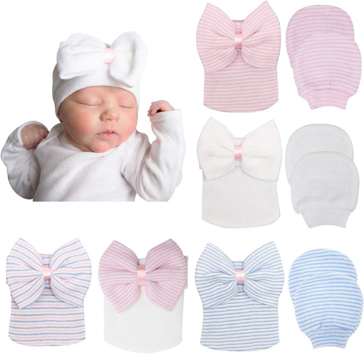 Geboorte Muts en Wanten Set voor Baby's 0-3 Maanden