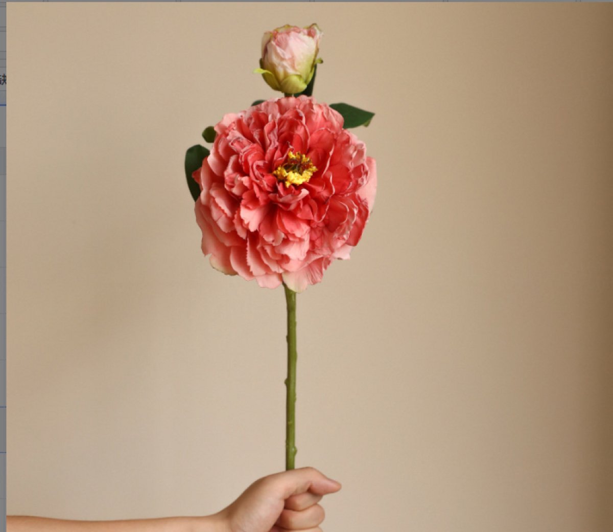 Grote pioenroos - donkerroze - zijden bloemen - 3 stelen - onderhoudsvrij - 49 cm - kunstb
