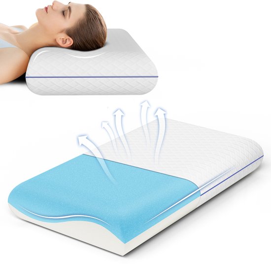 ROYGBIV traagschuim hoofdkussen – ergonomisch kussen met verstelbare hoogte 7 cm – geschikt voor zij-, rug- en buikslapers – slaapkussen voor optimaal comfort