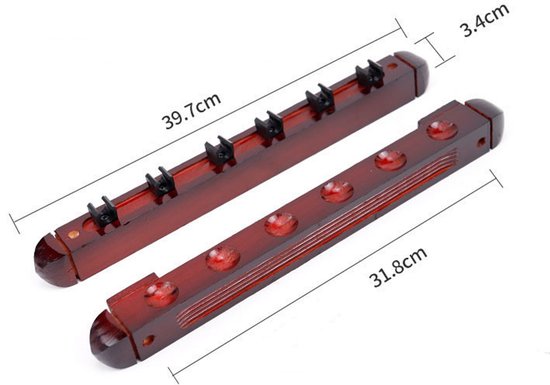 2 stuks - Biljartkeuhouder voor 6 gaten - Wandgemonteerde biljartkeuhouder - Keuhouder voor biljartkeuen - Bordeauxrood - Houten biljartkeuhouder - Houten wandgemonteerde biljartkeuhouder set van Merkloos — afbeelding 2
