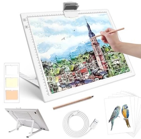 Zocelight A3 Diamond Art Lichtbord, 42,6×33,9cm Lichtpad, 6000 Lux Super Heldere Lichtdoos voor Traceren, Zijknop Ontwerp, Magneet Lichttafel voor Diamant Schilderen, Schetsen, Weeding Vinyl (Zwart
