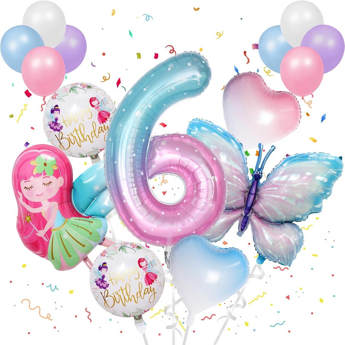 Kleurrijke Vlinderballonnen Set voor Verjaardag - 16 Stuks Feestdecoratie voor Meisjes