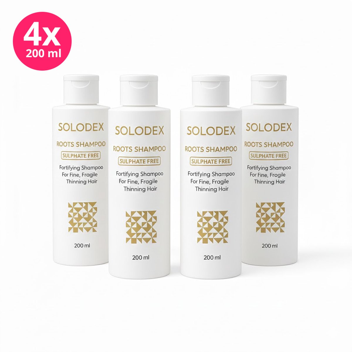 Solodex Roots Shampoo Combideal 4x 200 ml – Sulfaatvrije Shampoo tegen Haaruitval en voor Haargroei