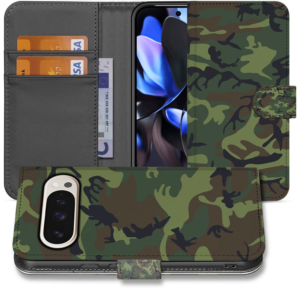 Book Case Google Pixel 10 Pro XL Camouflage Leger Leuk Cadeau