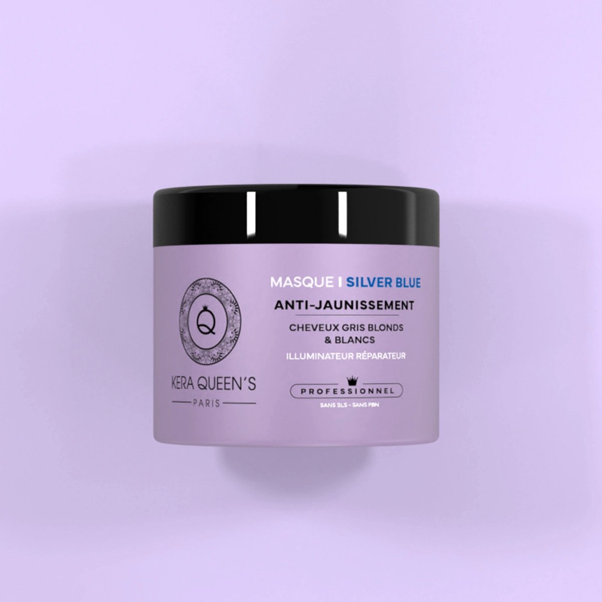 Kera Queens | Professioneel Haarmasker met Keratin & Silver Blue - voor blond, grijs of wit haar - 500ml - Vegan