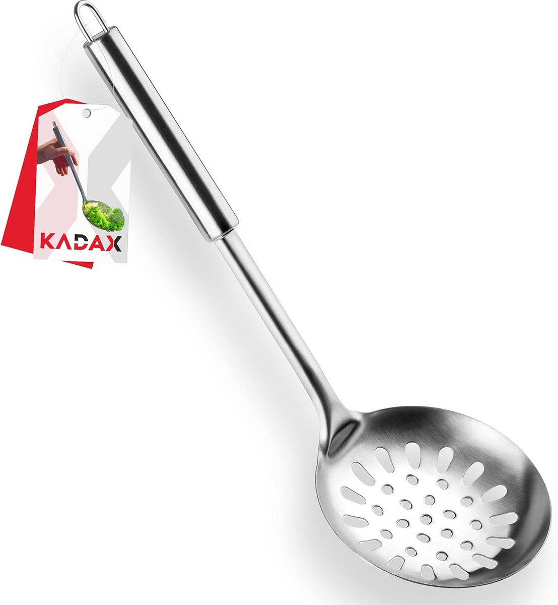 Schuimspaan van roestvrij staal met ergonomisch handvat voor efficiënte bereiding