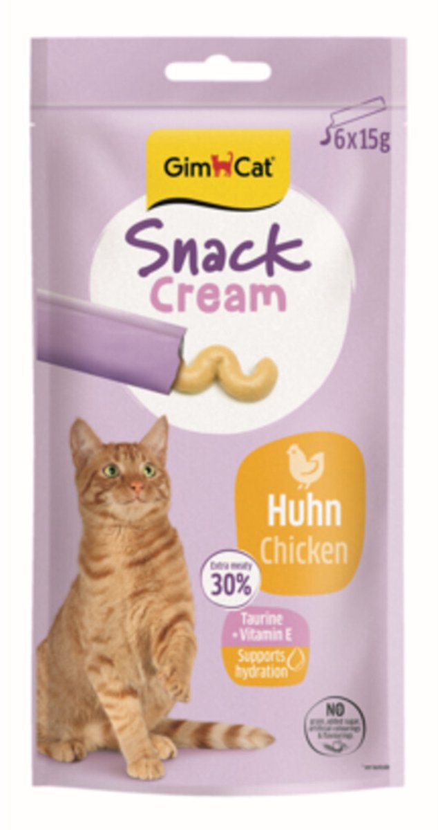 GimCat Kattensnack Cream Kip - 8 x 6 x 15 gr - Voordeelverpakking