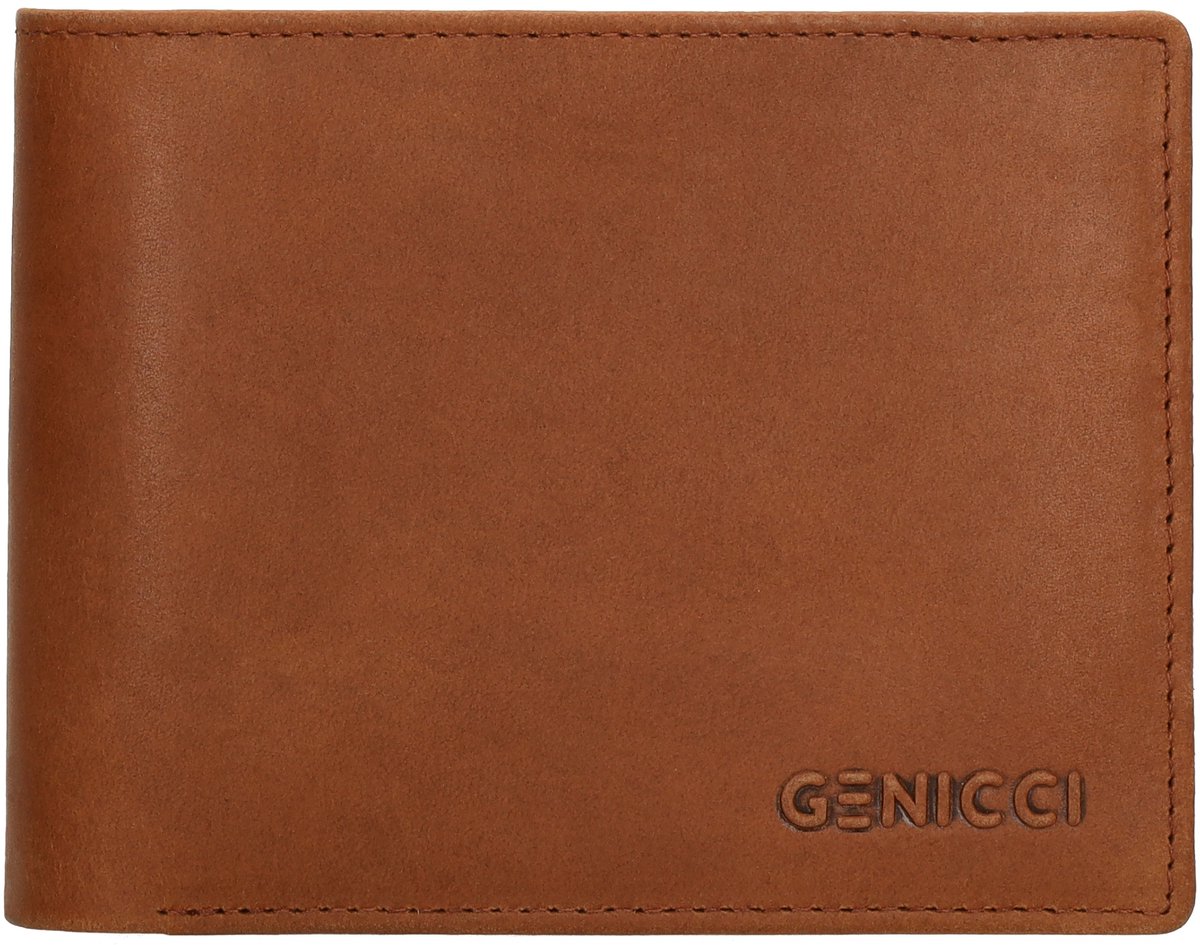 Genicci Portemonnee / Portefeuille - Billfold - Leer - Noble - Cognac