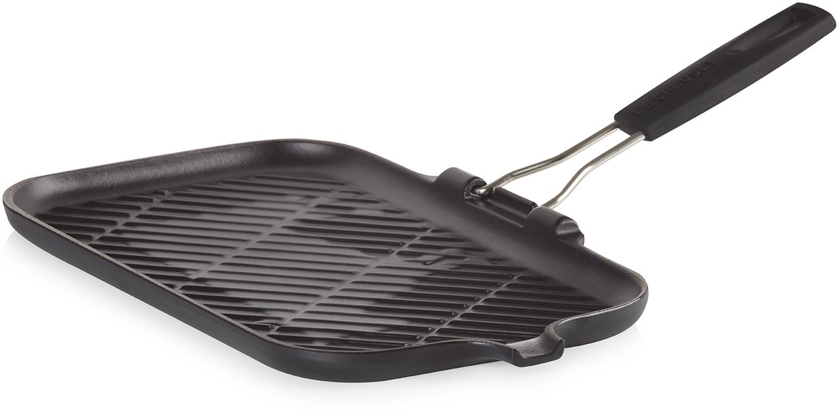 Le Creuset Grillpan rechthoekig siliconen handvat Mat Zwart 36cm