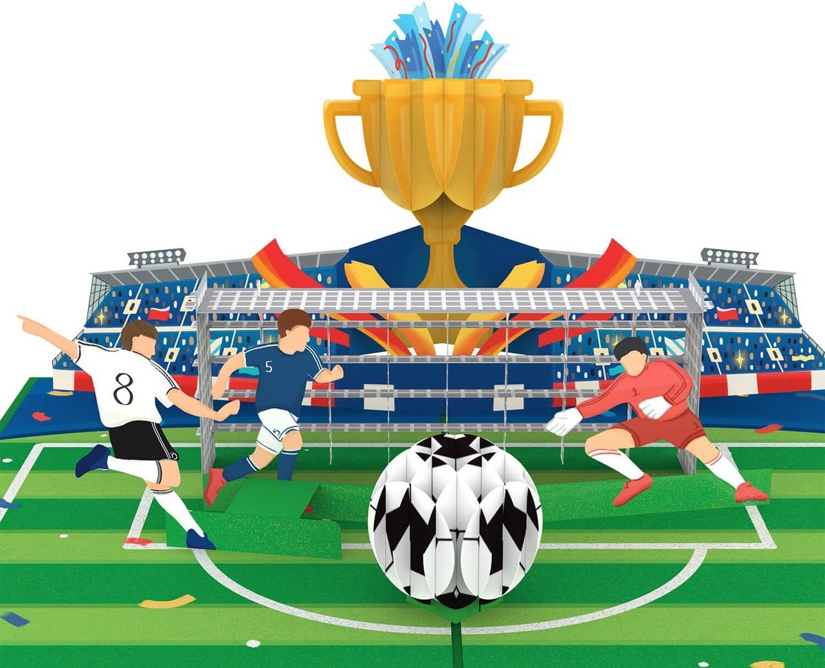 Pop-up verjaardagskaart voetbal voor kinderen en tieners - Grappige 3D kaart voor voetbalfans