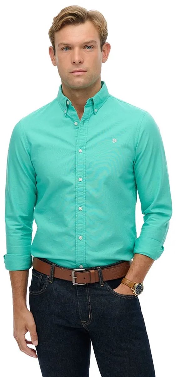 Superdry Klassiek Oxford Overhemd met Lange Mouwen Heren Lange mouwen shirts Mint